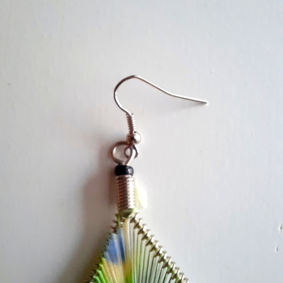 🎈 3 for $10🎈Dangling Peacock Pattern Silk Thread Teardrop Earrings - Picture 4 of 7